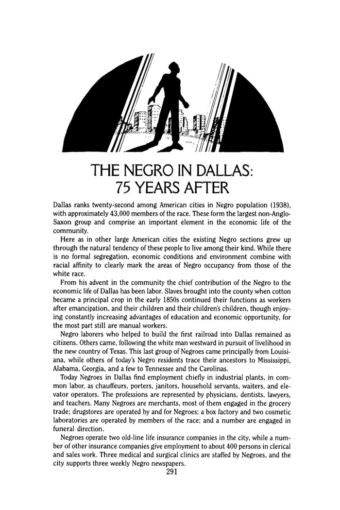 WPA Dallas Guide, "The Negro in Dallas: 75 Years After"